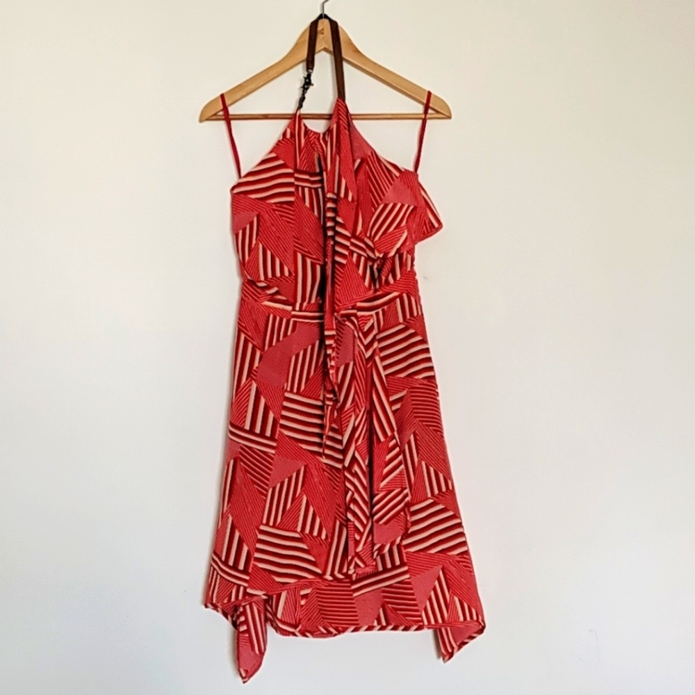 Halter dress with leather collar